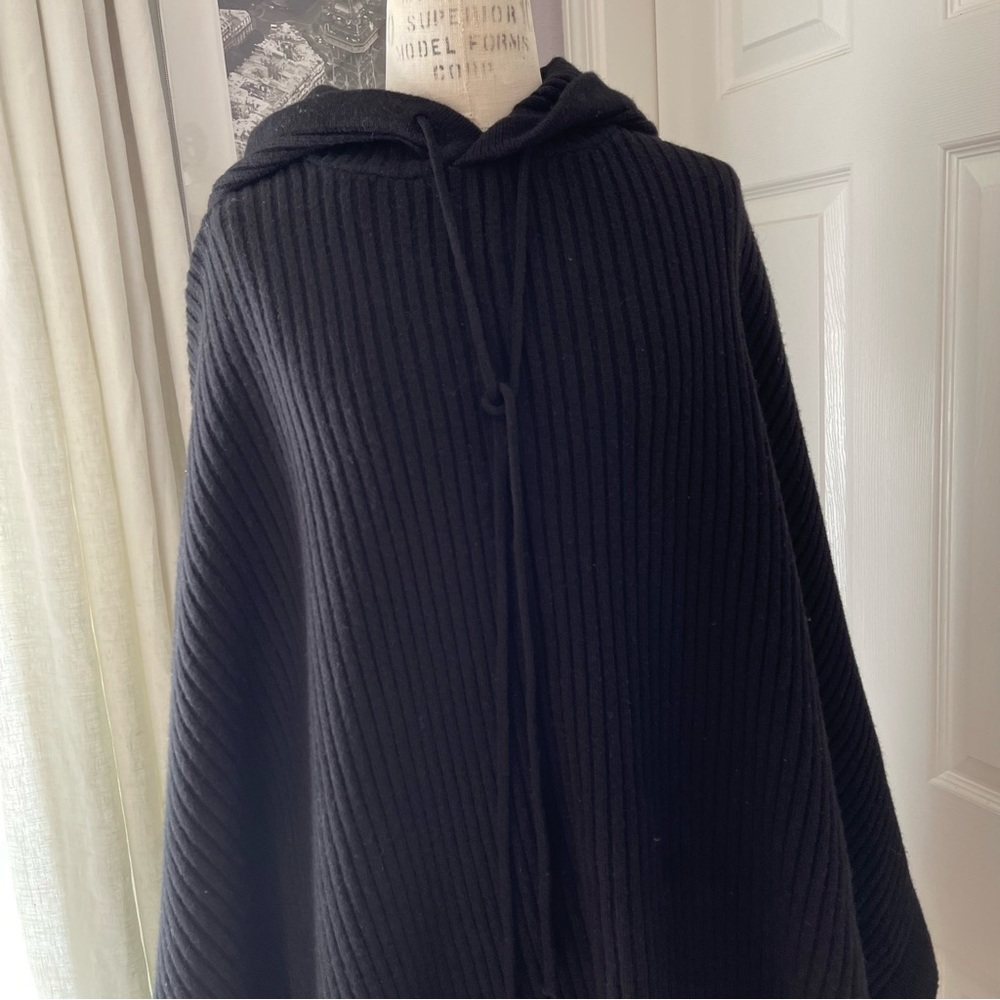 Zara 100% Wool Oversized Poncho Steven Meisel Black Size M-L - Picture 9 of 13